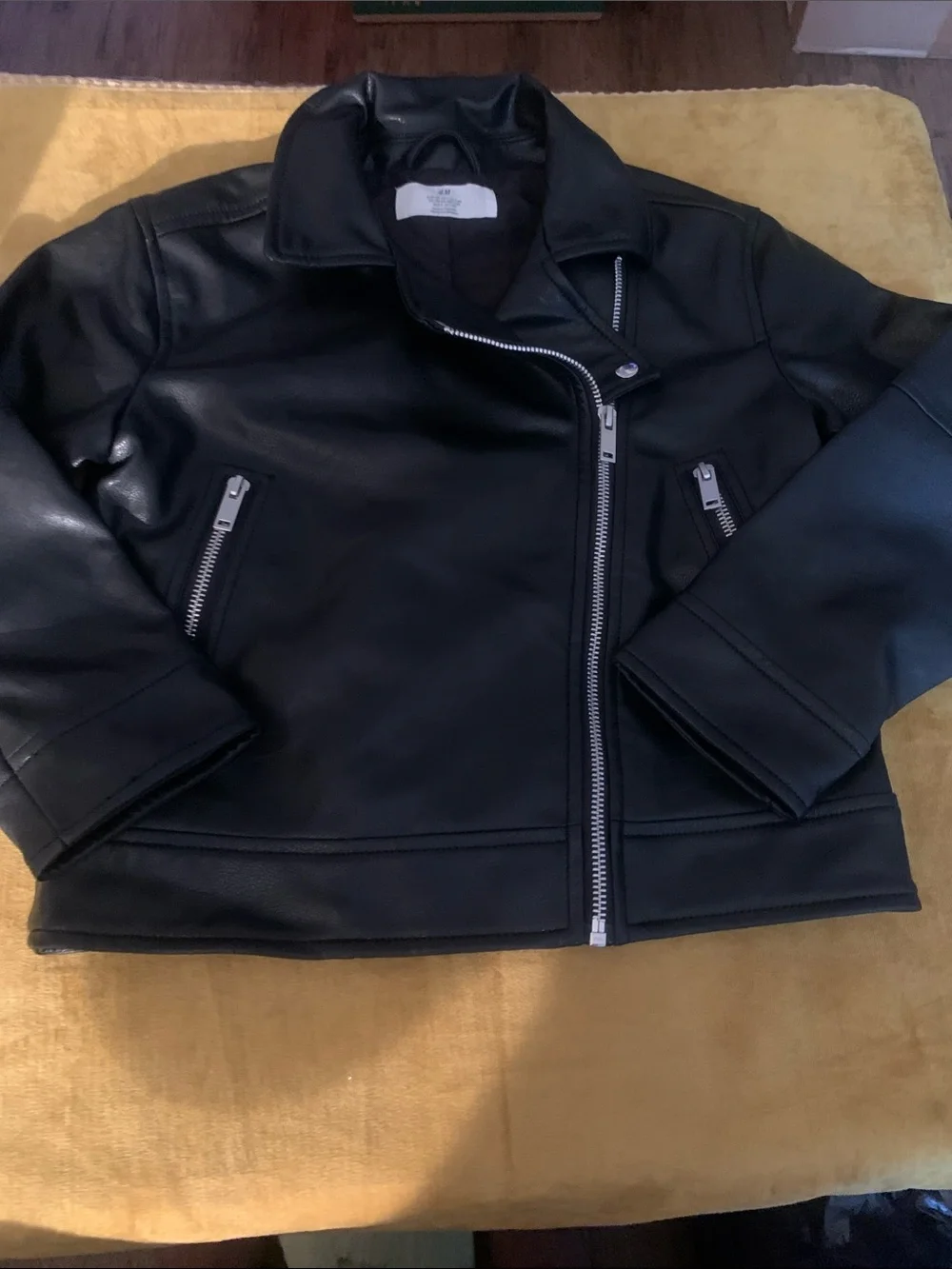 H&M Black Faux Leather Moto Jacket for Kids